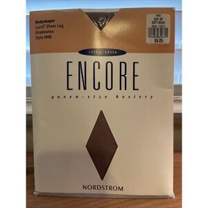 Nordstrom Encore Queen Hosiery QP Soft Beige Pantyhose LycraSheer Leg Style 9440